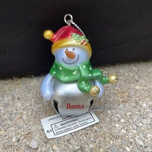 Donna Personalized Jingle Bell Snowman Christmas Ornament NWT